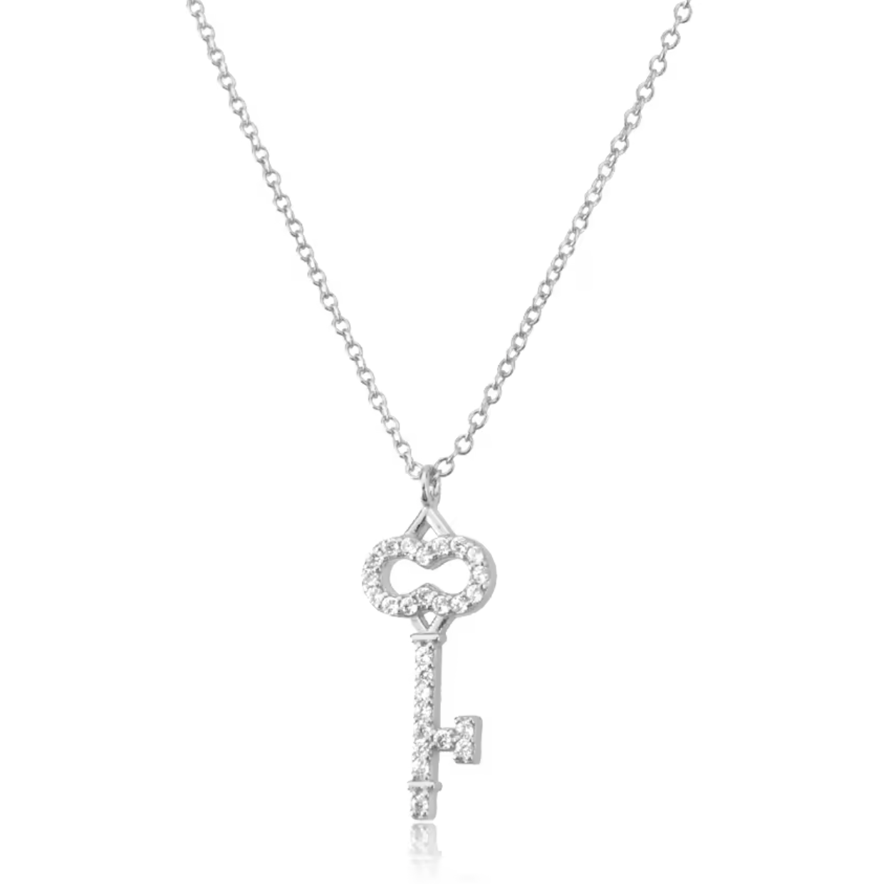 Pave-Set Vintage Key Pendant Necklace