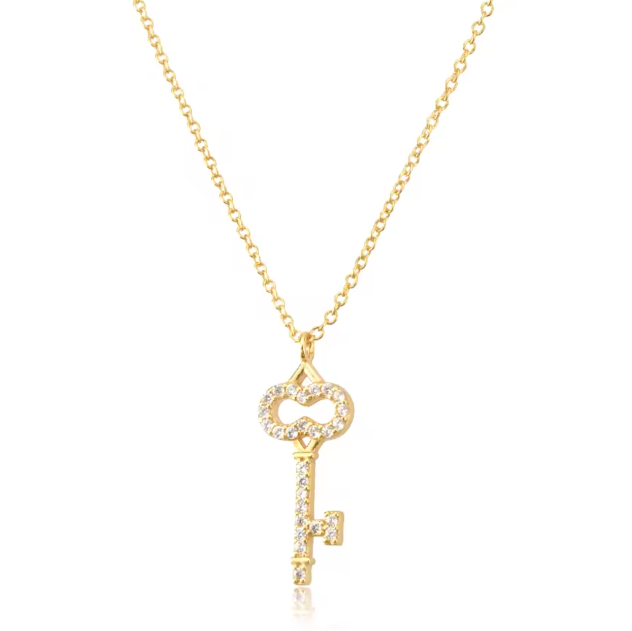 Pave-Set Vintage Key Pendant Necklace