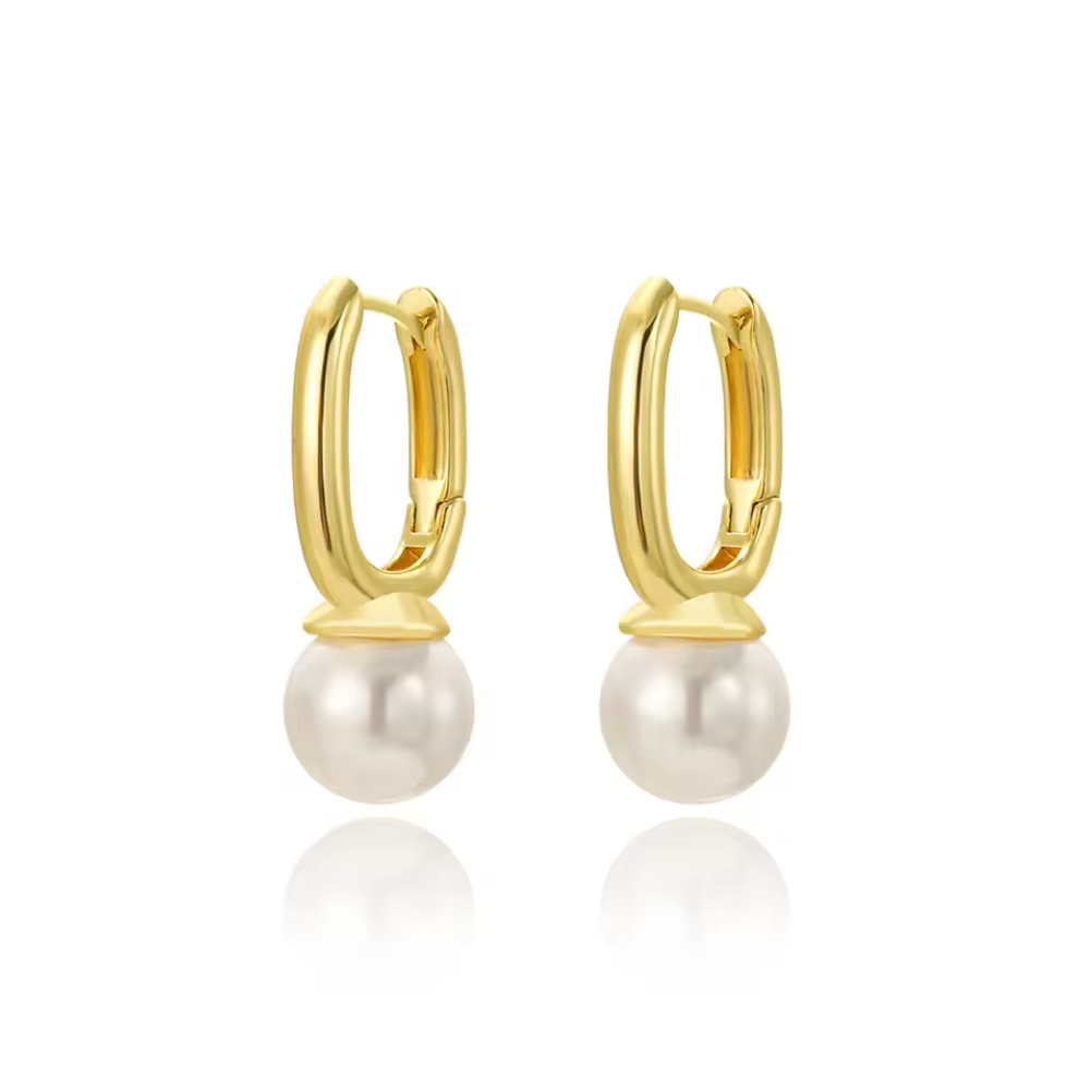 Classic Pearl Drop Hoop Earrings