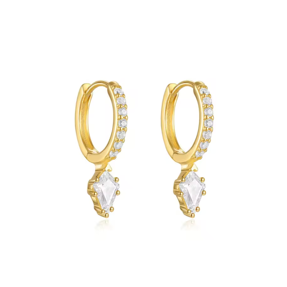 Kite-Cut Crystal Dangle Earrings