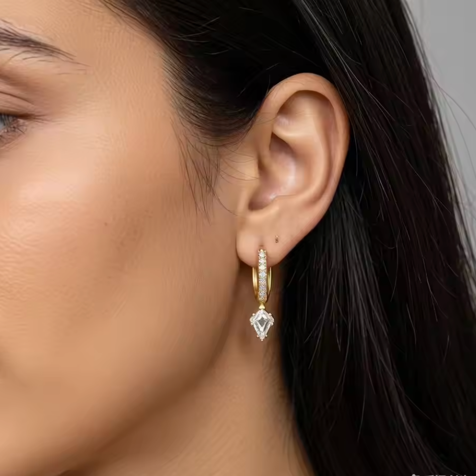 Kite-Cut Crystal Dangle Earrings