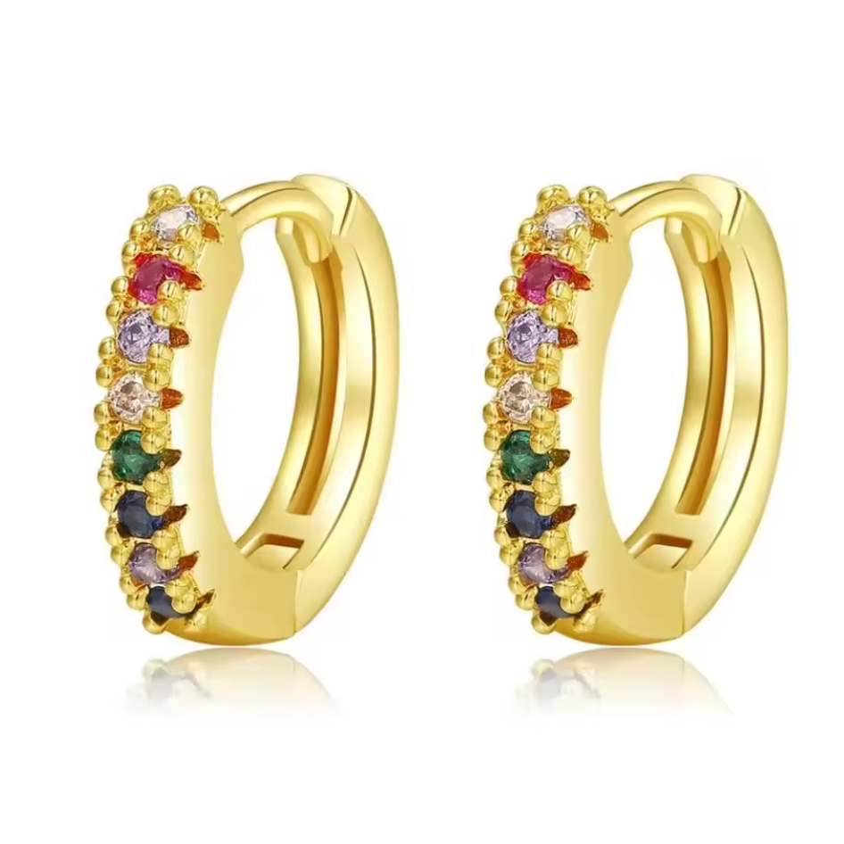 Rainbow Eternity Huggie Earrings
